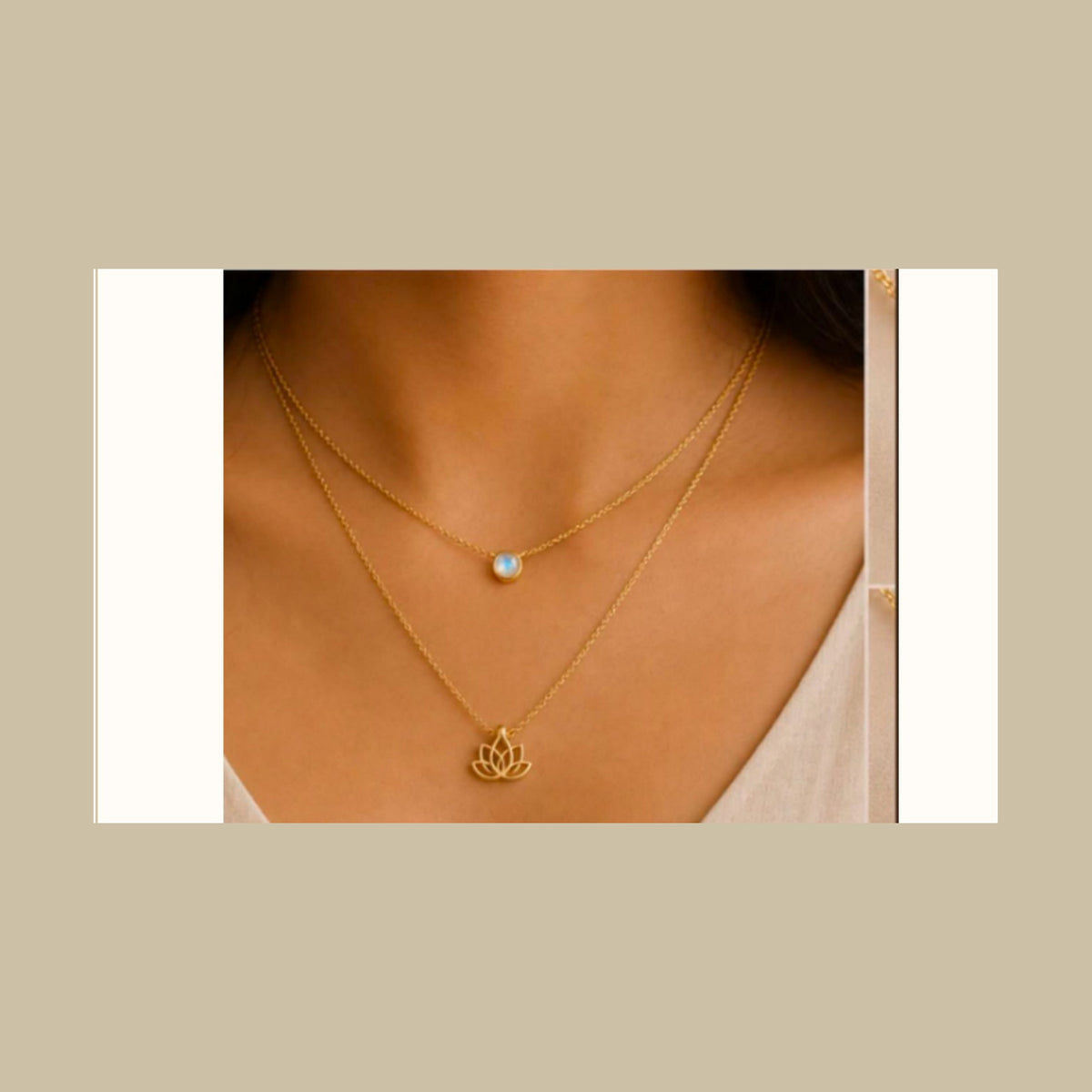 Lanka Luna Two-Layer moonstone necklace set