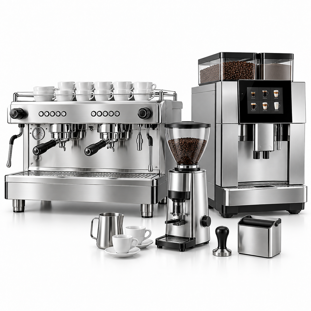Commercial espresso machine, grinder and brewer