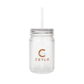 CEYLO Coffee Logo Mason Jar Tumbler — Frosted Glass Mason Jar with Straw