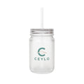 CEYLO Tea Logo Mason Jar Tumbler — Frosted Glass Mason Jar with Straw