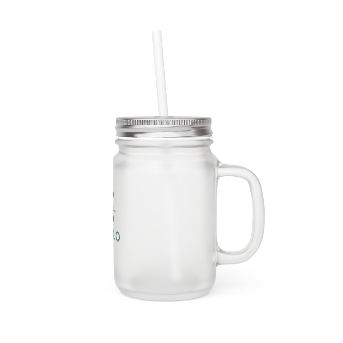 CEYLO Tea Logo Mason Jar Tumbler — Frosted Glass Mason Jar with Straw