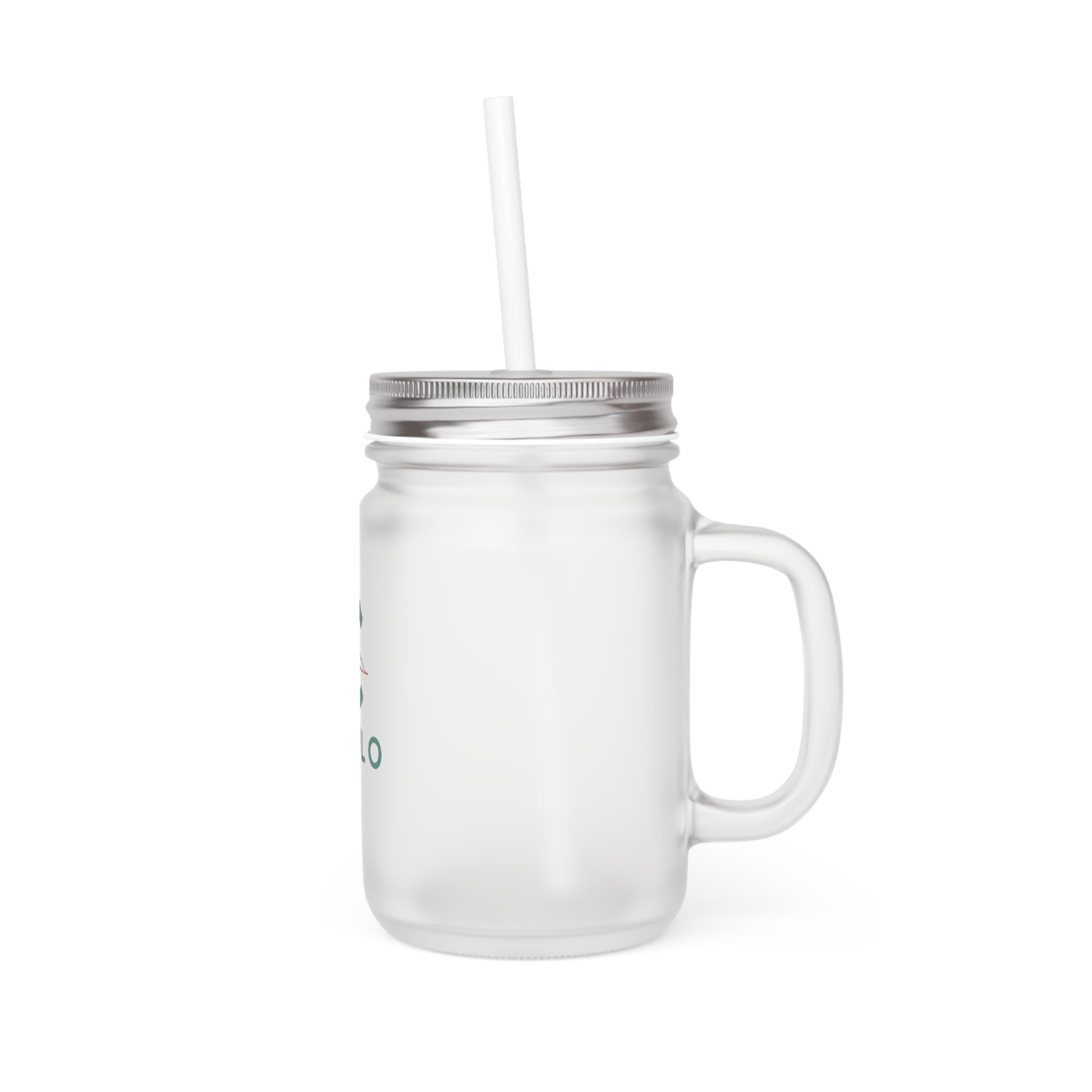 CEYLO Tea Logo Mason Jar Tumbler — Frosted Glass Mason Jar with Straw