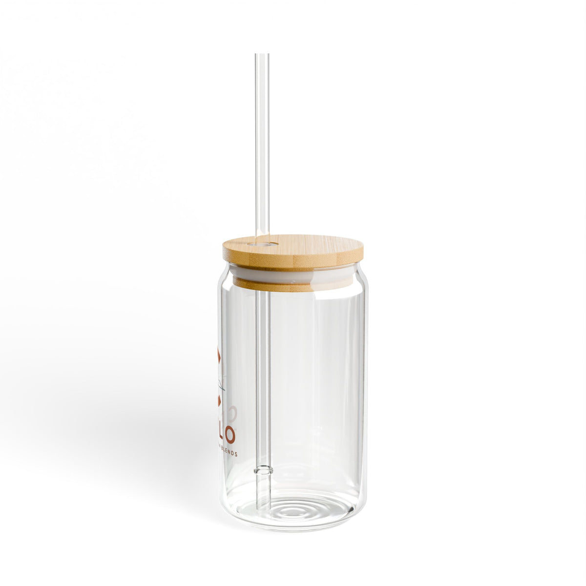 Ceylo Branded 16oz Glass Sipper with Bamboo Lid & Straw
