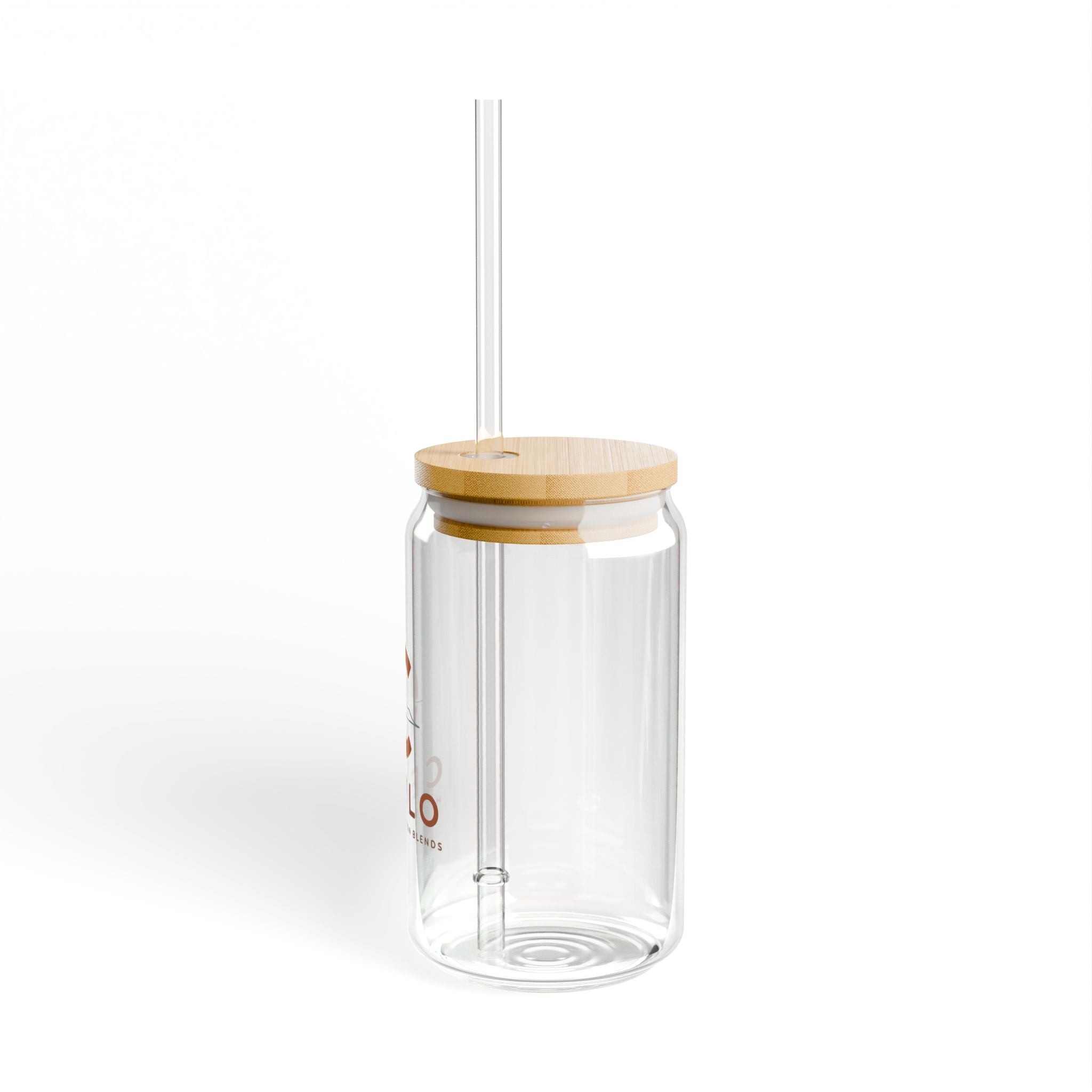 Ceylo Branded 16oz Glass Sipper with Bamboo Lid & Straw