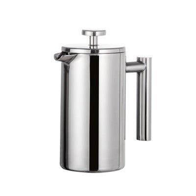 Coffee pot 304 stainless steel French press double-layer hand-pour straight handle coffee brewing pot