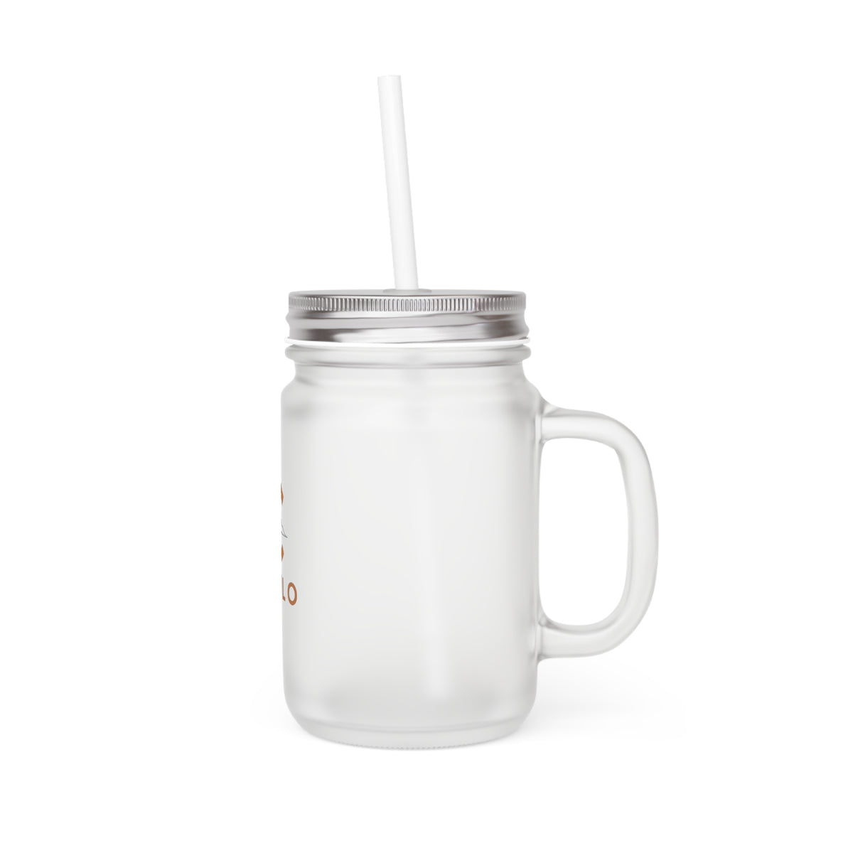 CEYLO Coffee Logo Mason Jar Tumbler — Frosted Glass Mason Jar with Straw