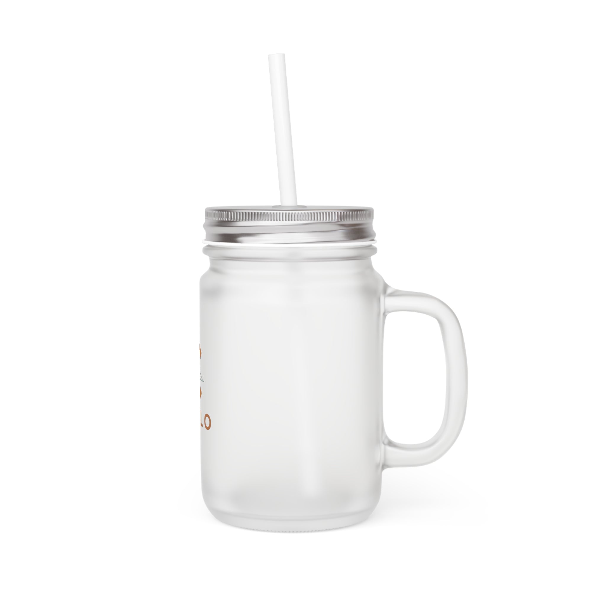 CEYLO Coffee Logo Mason Jar Tumbler — Frosted Glass Mason Jar with Straw