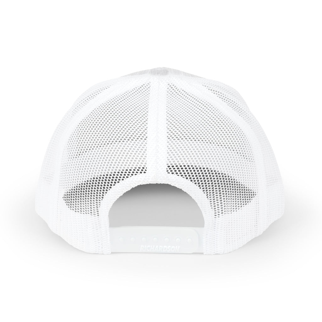 CEYLO Mountain Logo Trucker Cap — White Snapback Mesh Hat