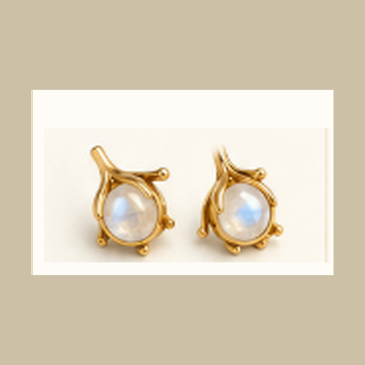 Lanka Luna Tea Bud Studs gold moonstone earrings