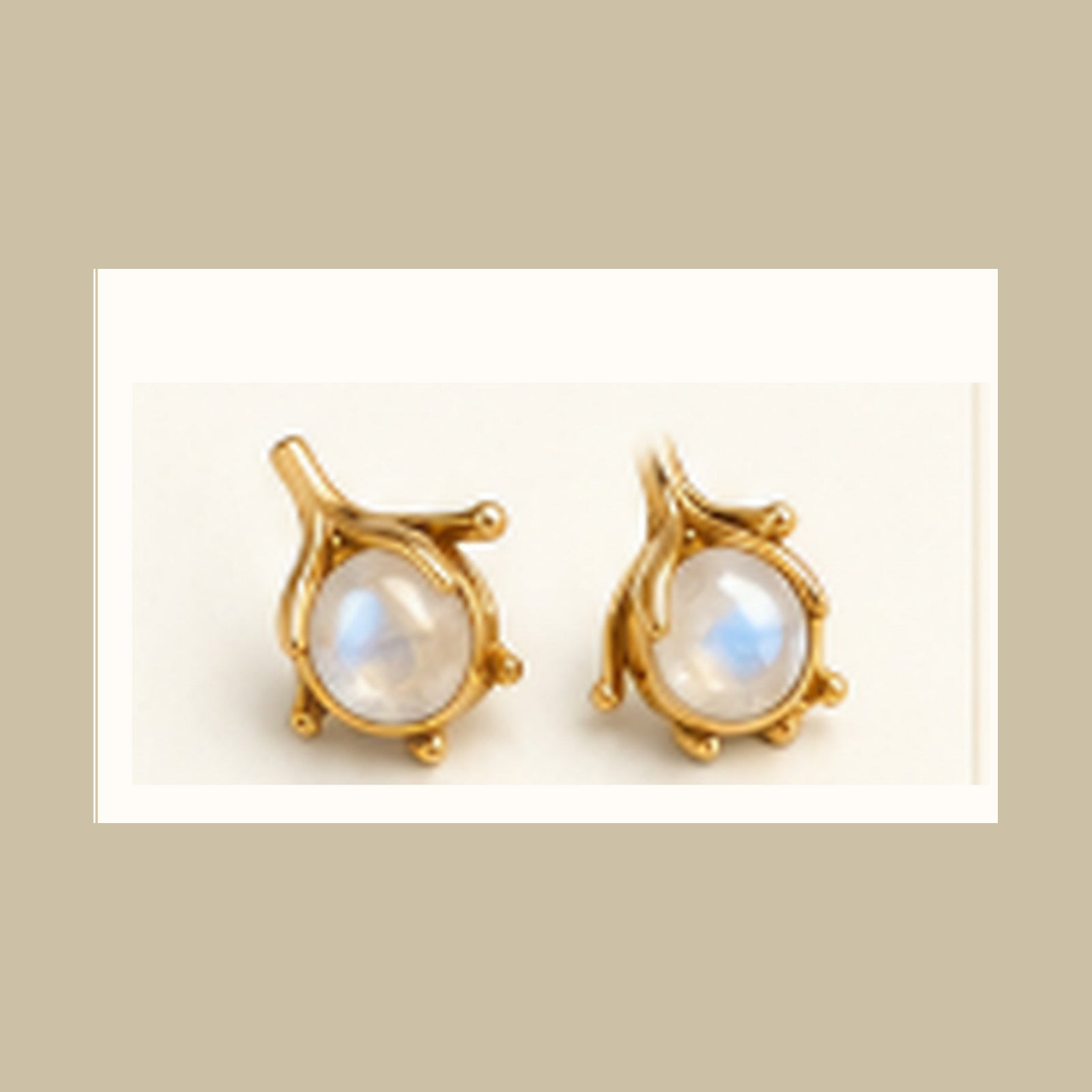 Lanka Luna Tea Bud Studs gold moonstone earrings