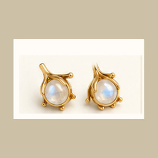 Lanka Luna Tea Bud Studs gold moonstone earrings
