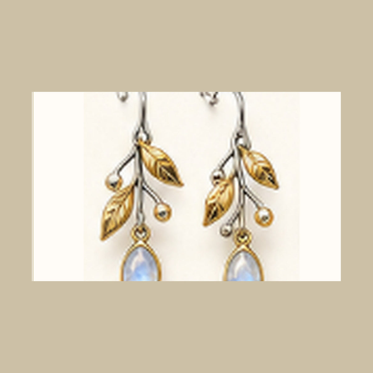 Lanka Luna Asymmetric Tea-Branch moonstone earrings