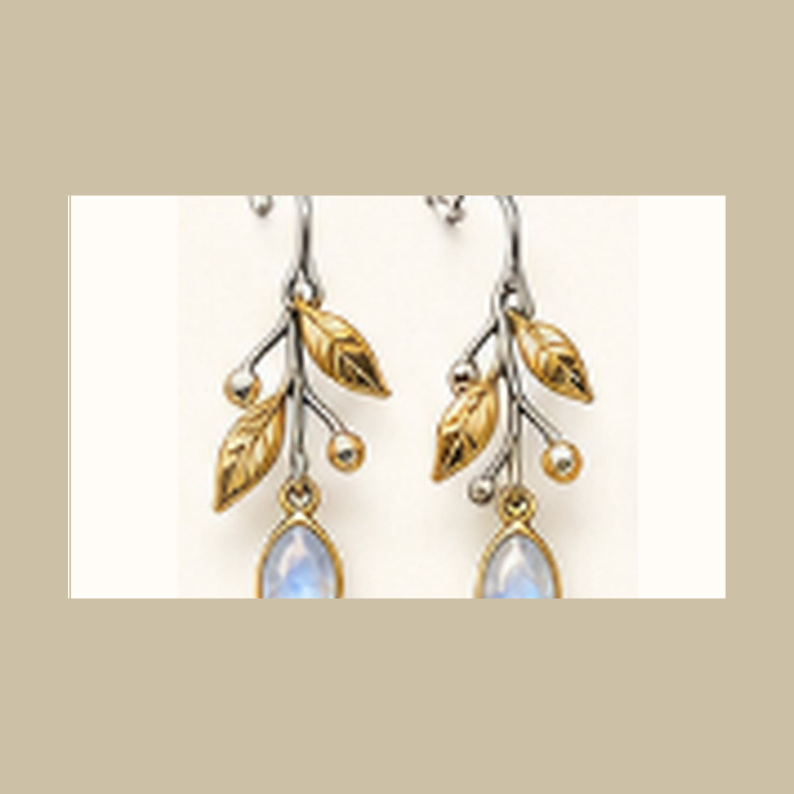 Lanka Luna Asymmetric Tea-Branch moonstone earrings