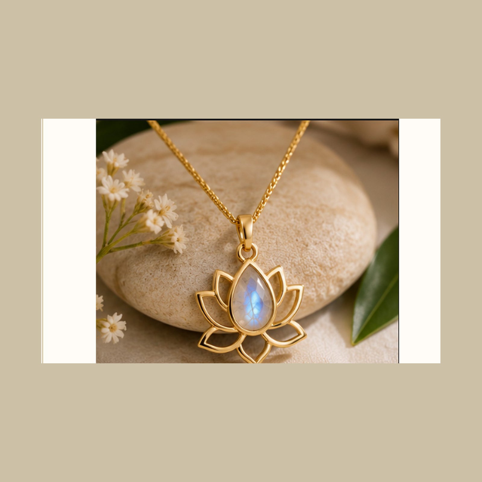 Lanka Luna Lotus Pendant moonstone necklace