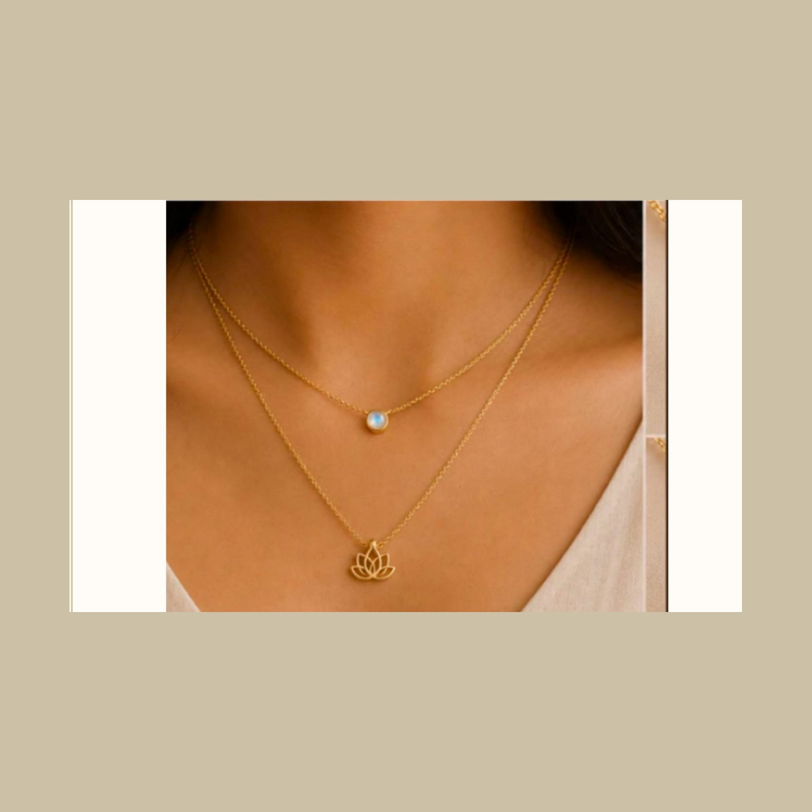 Lanka Luna Two-Layer moonstone necklace set
