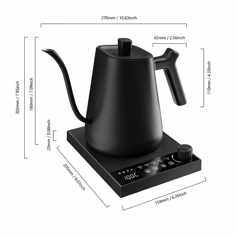 0.6-Liter Gooseneck Electric Kettle with Precision Temperature Control