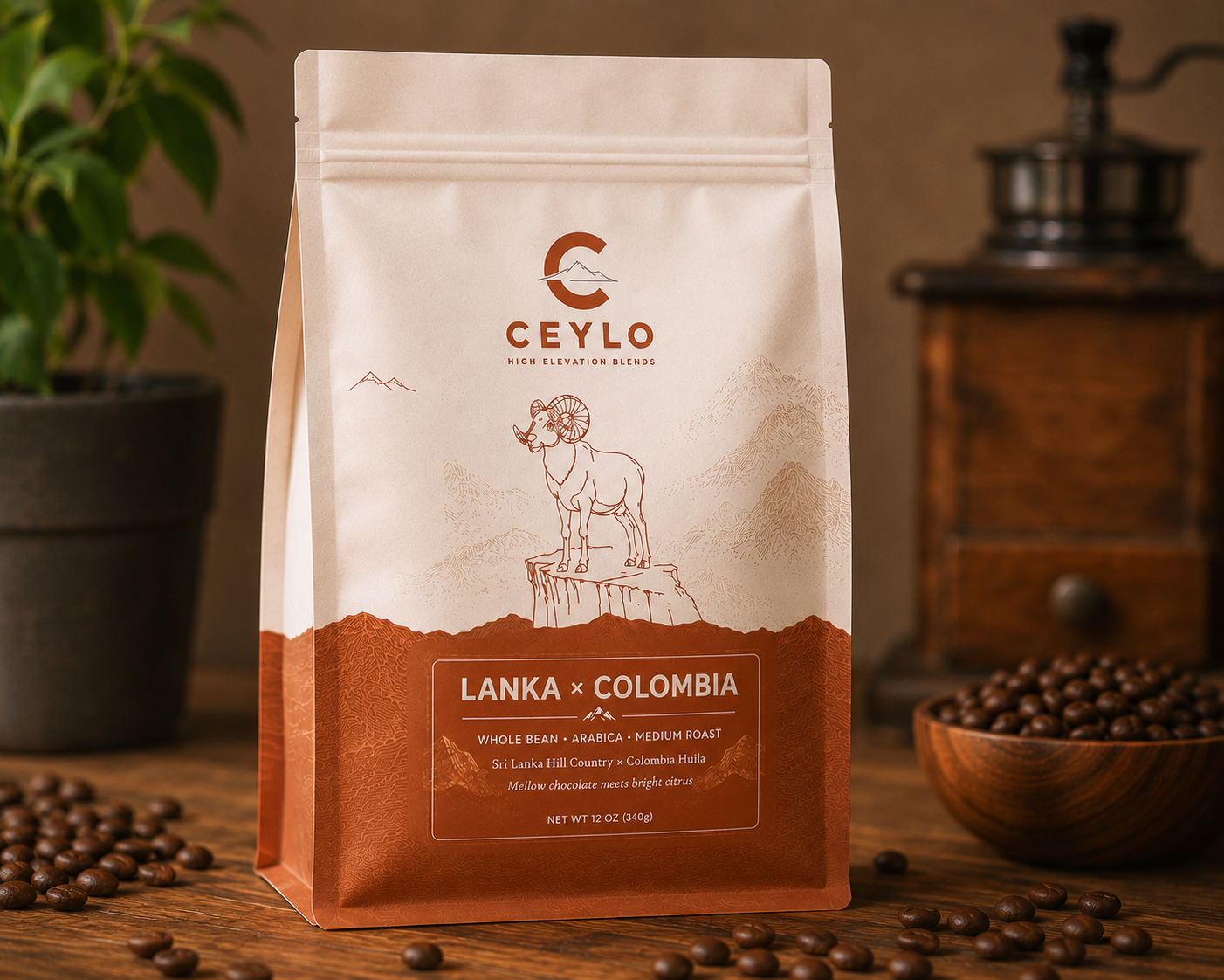 CEYLO Lanka x Colombia High Elevation Blend 12 oz coffee bag