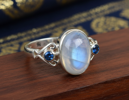 Moonstone Sterling Silver Ring (S–L)