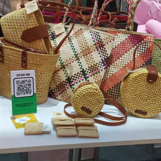 Magampura Handicrafts card holders and small wallets on display table, reference B3