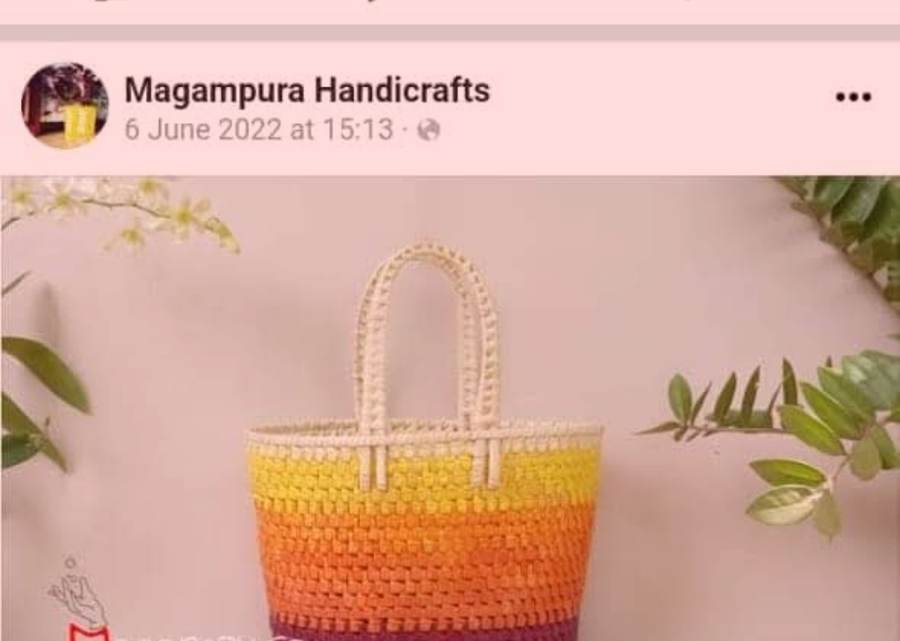 Crochet baskets in natural and striped colors by Magampura Handicrafts, reference A13