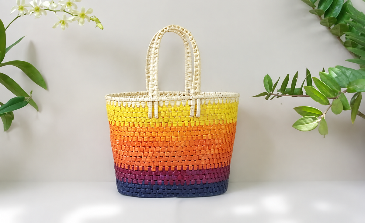 Crochet Baskets — full striped basket
